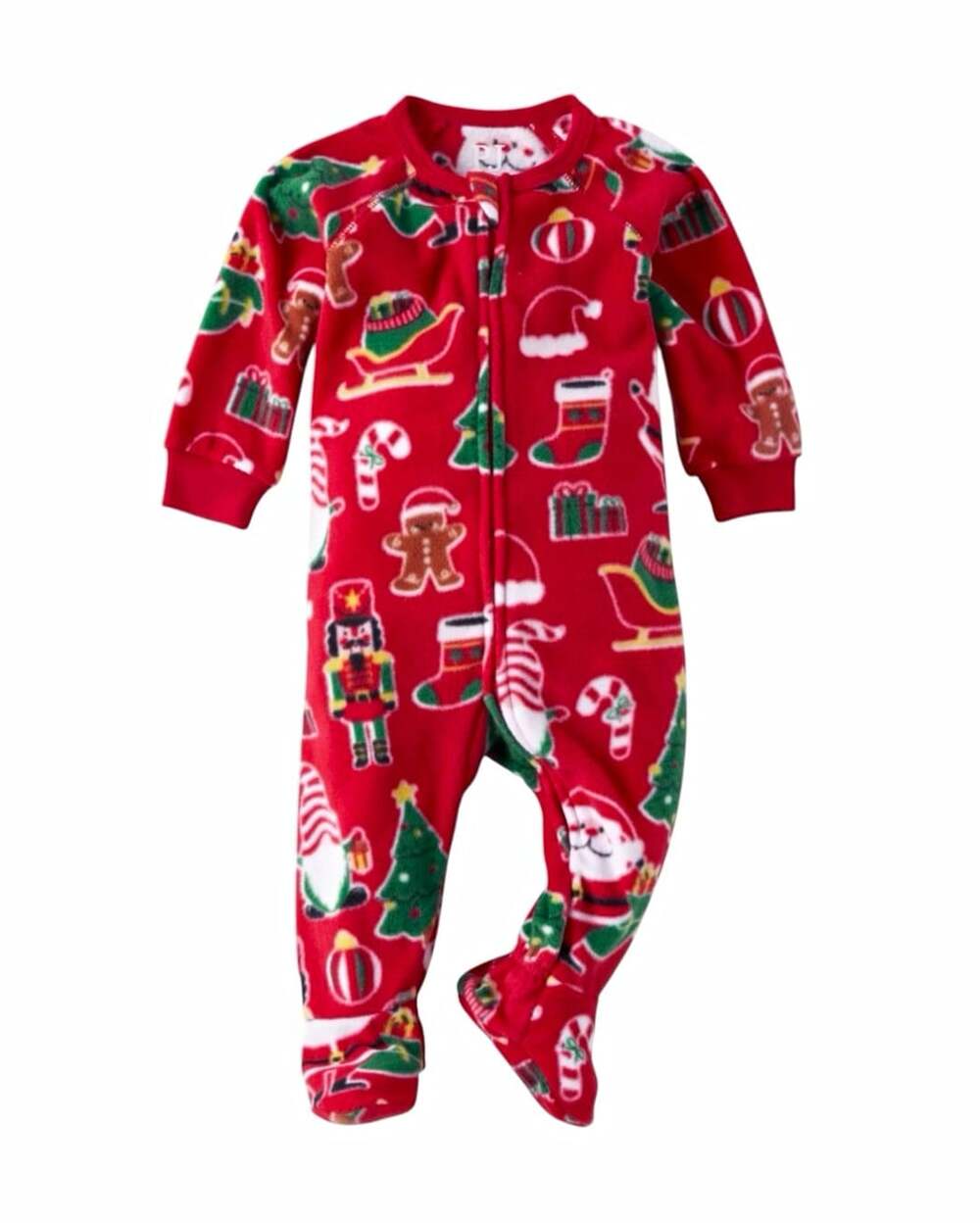 The Children's Place Red 3T Christmas Footed Fleece One-Piece Zip Pajamas NWT